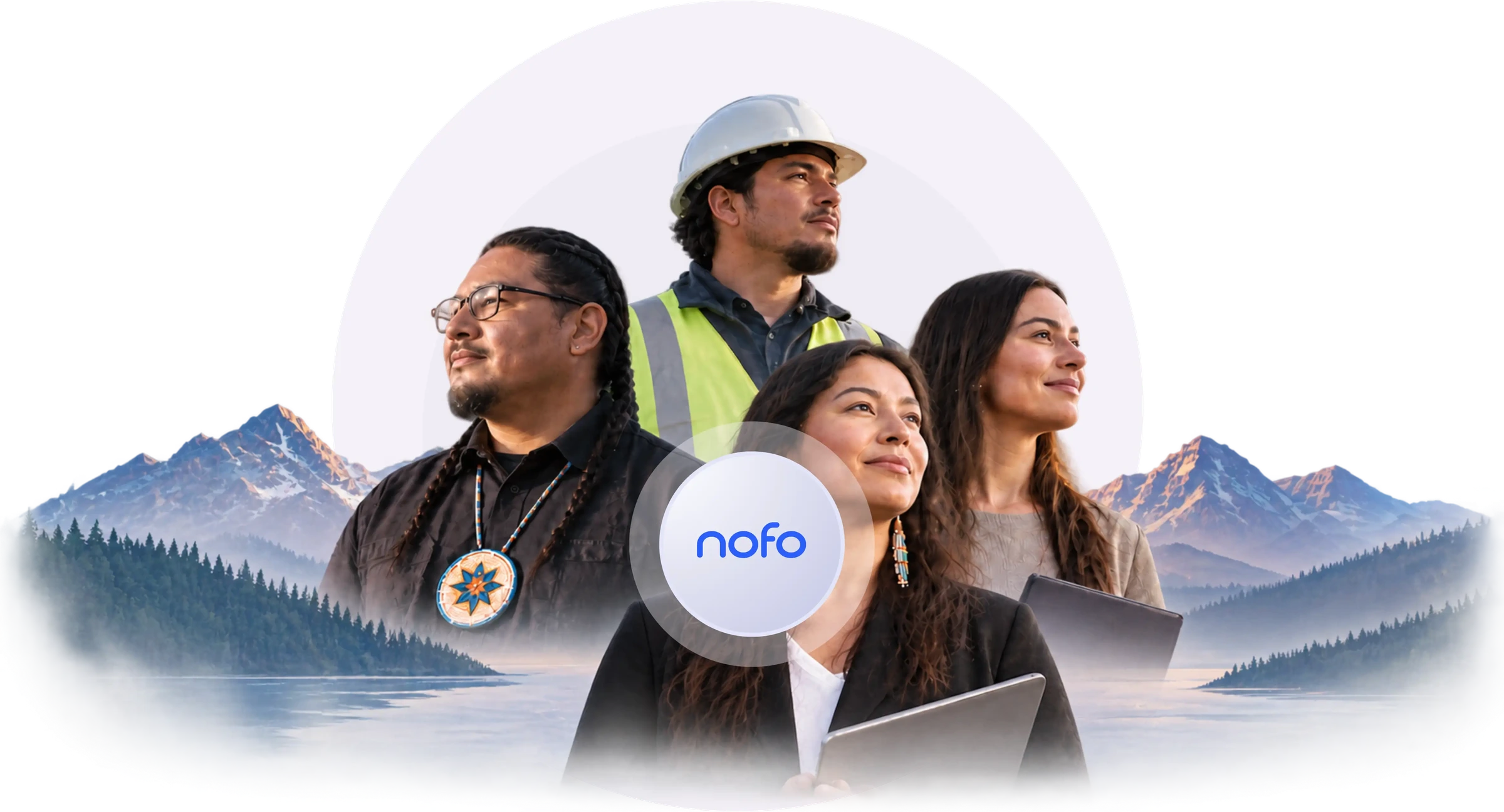 Tribal staff and partners standing together, with nofo at the centre